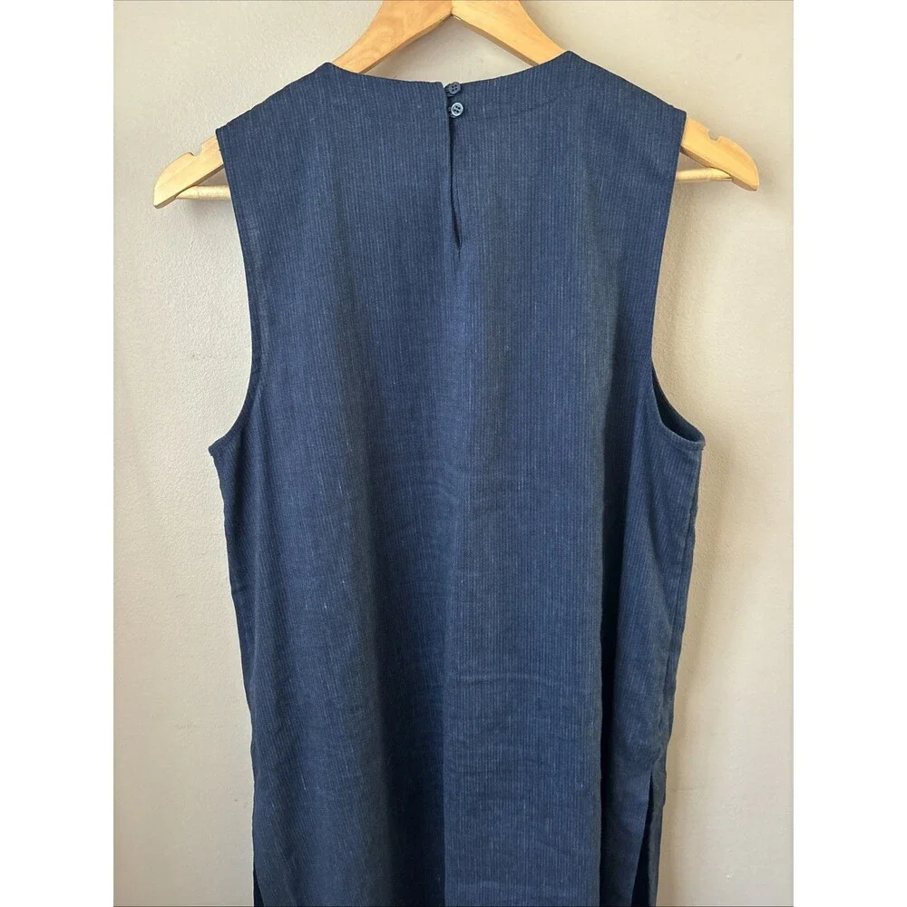 BCBGMAXAZRIA Tank Top Womens M Navy Blue High Low Tailored Sleeveless